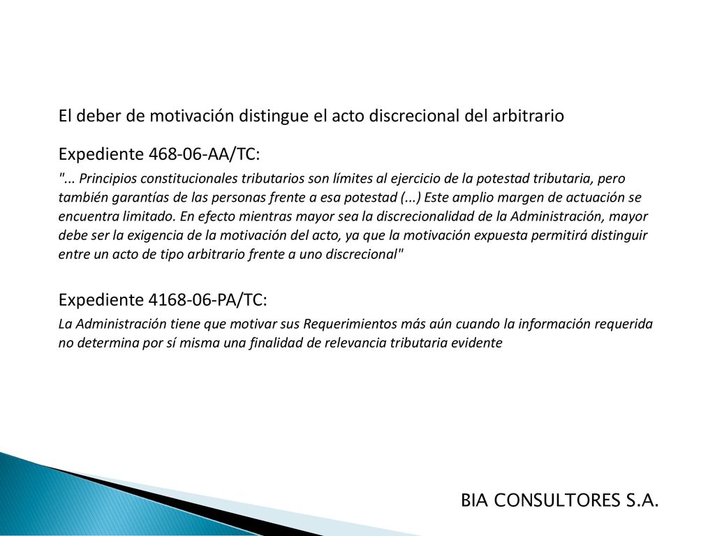 El deber de motivación distingue el acto discrecional del arbitrario Expediente AA/TC: