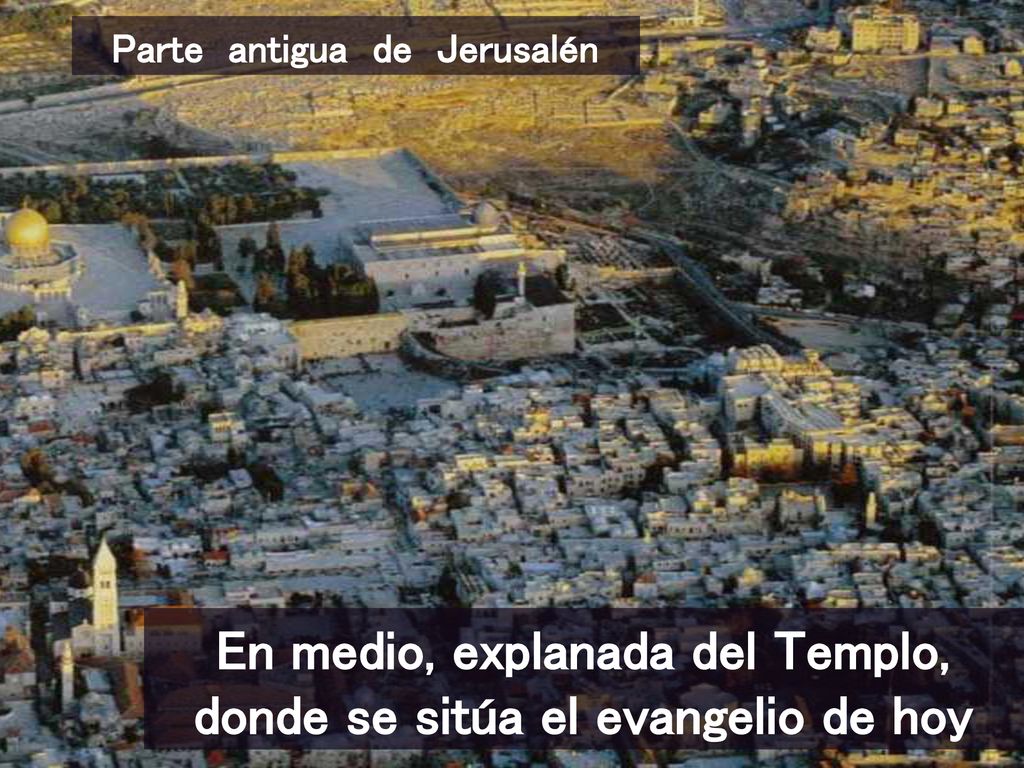 En medio, explanada del Templo, donde se sitúa el evangelio de hoy