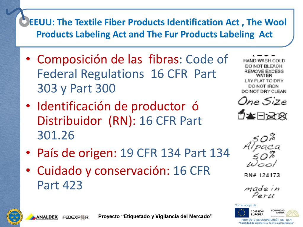 Identificación de productor ó Distribuidor (RN): 16 CFR Part