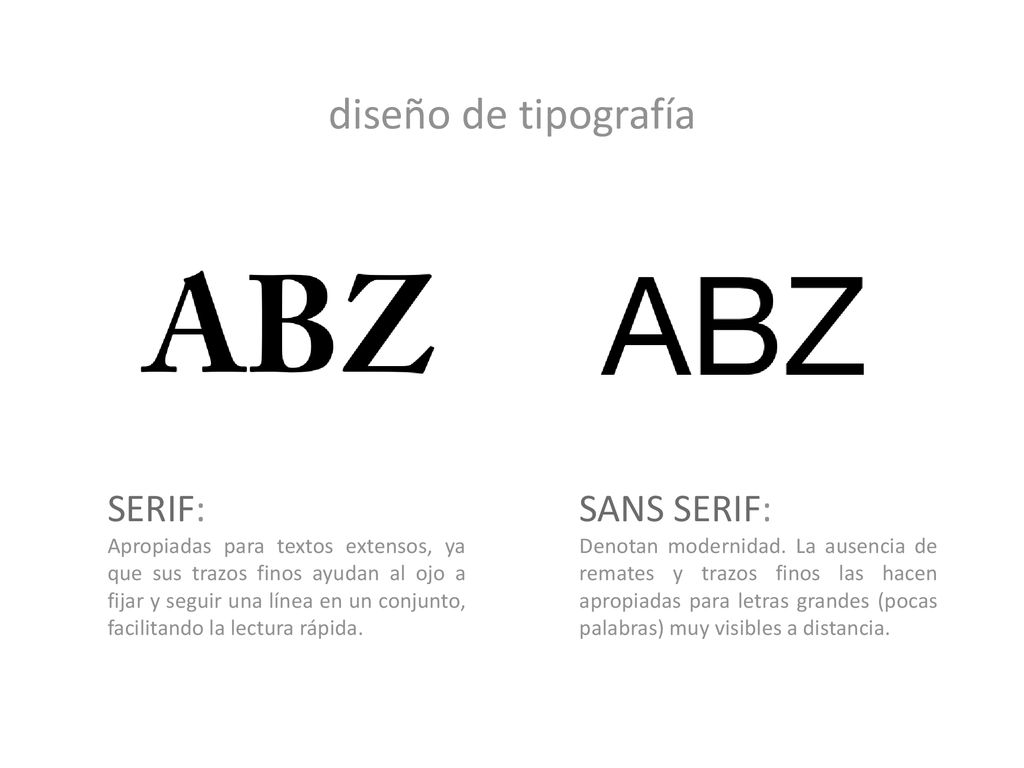 diseño de tipografía SERIF: SANS SERIF: