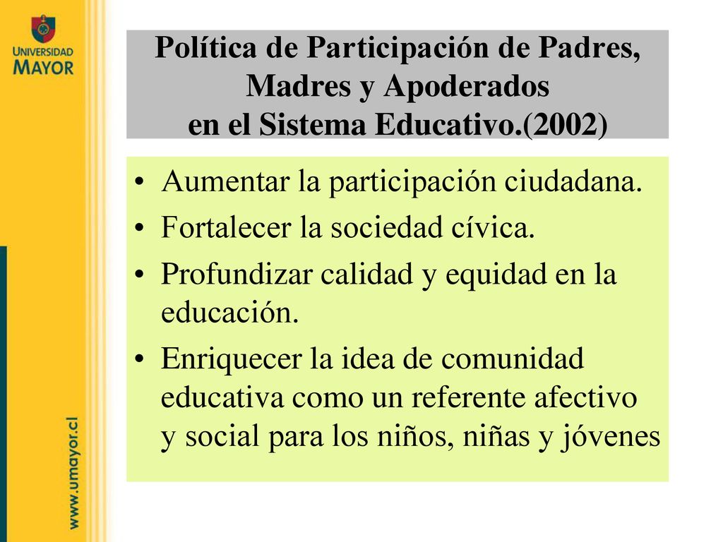 Política de Participación de Padres, Madres y Apoderados en el Sistema Educativo.(2002)