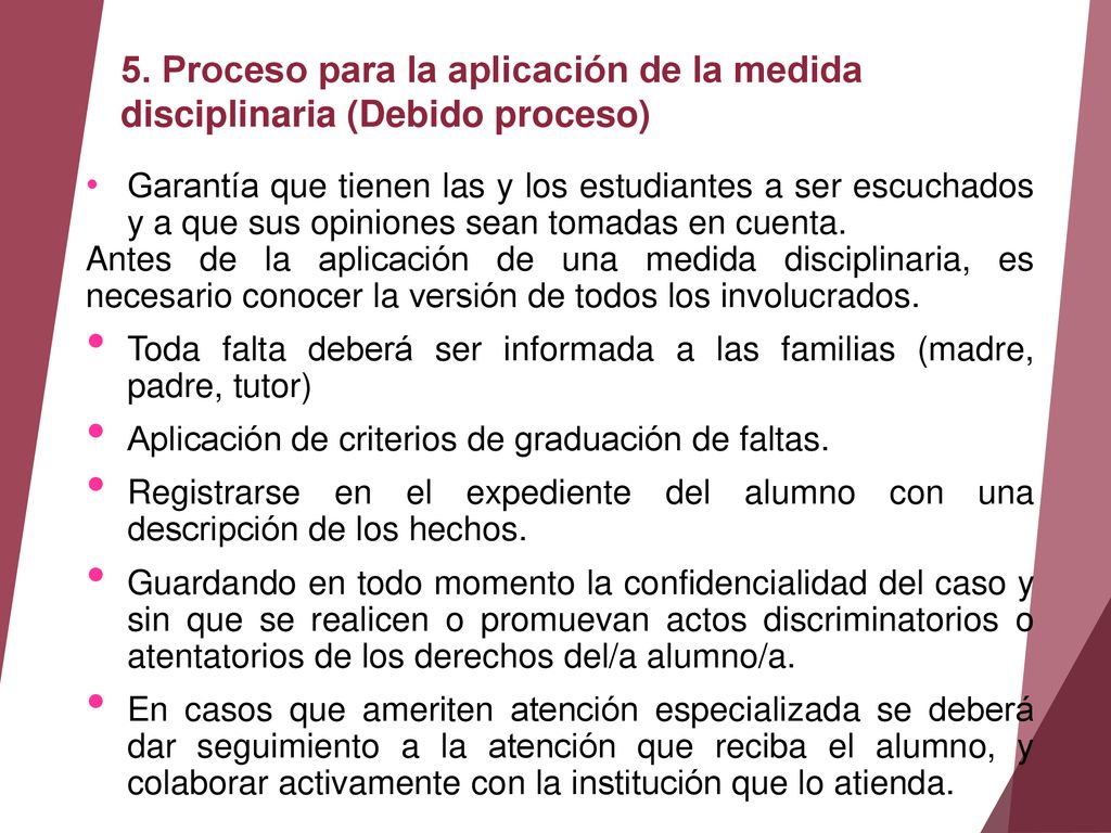 5. Proceso para la aplicación de la medida disciplinaria (Debido proceso)