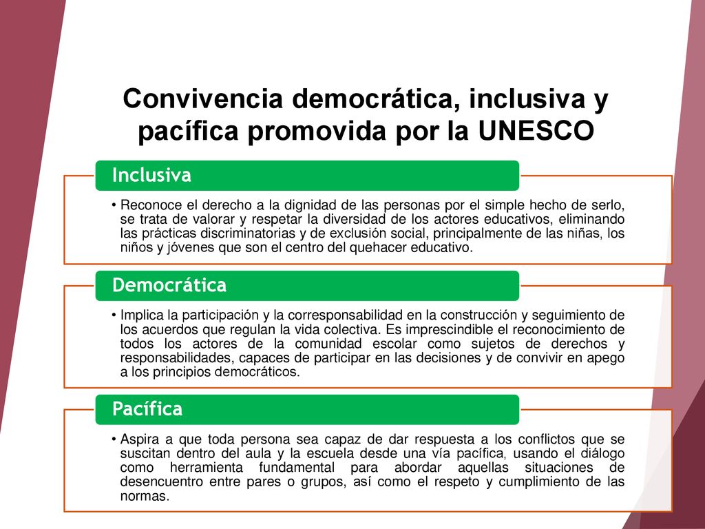 Convivencia democrática, inclusiva y pacífica promovida por la UNESCO