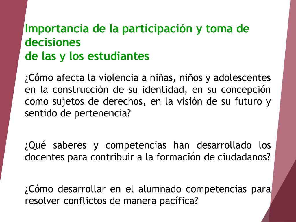 Importancia de la participación y toma de decisiones de las y los estudiantes