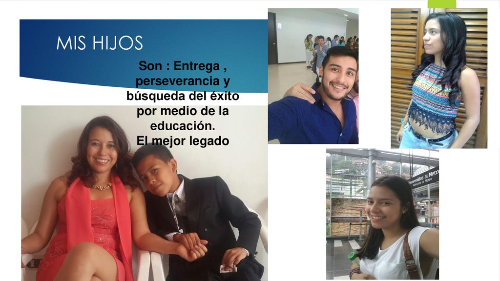 MIS HIJOS Son : Entrega , perseverancia y búsqueda del éxito por medio de la educación.