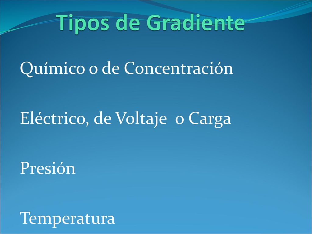 Tipos de Gradiente Químico o de Concentración