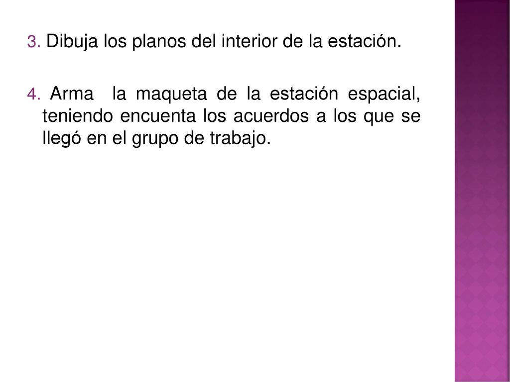 3. Dibuja los planos del interior de la estación. 4