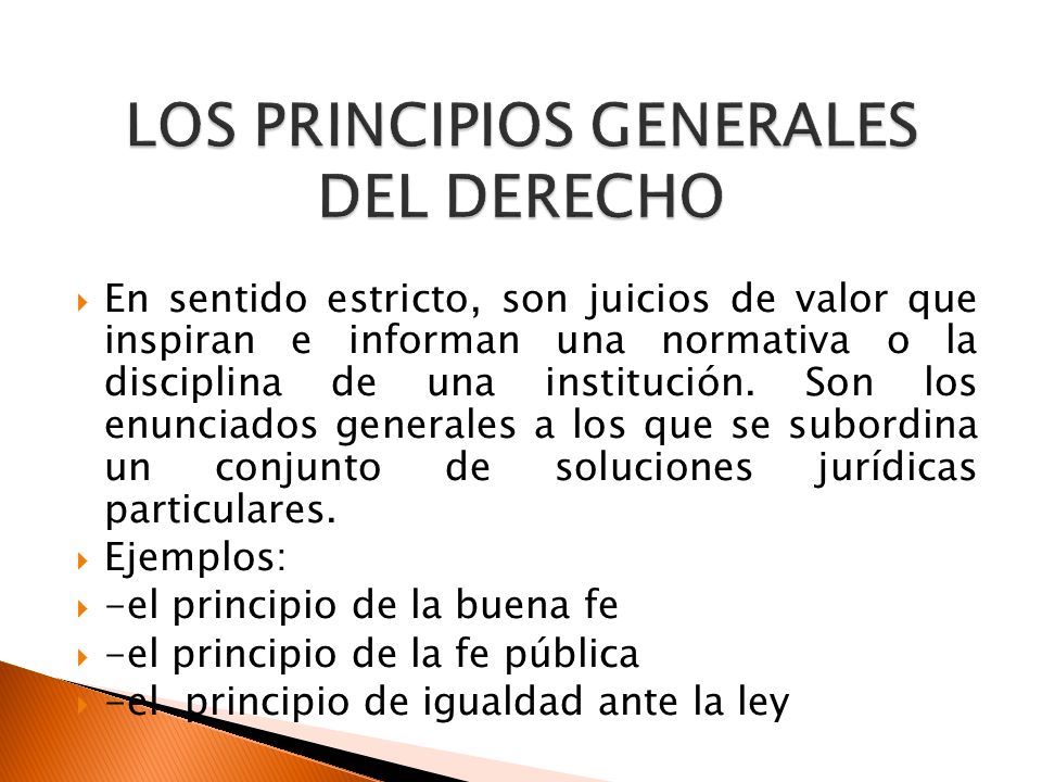 LOS PRINCIPIOS GENERALES DEL DERECHO