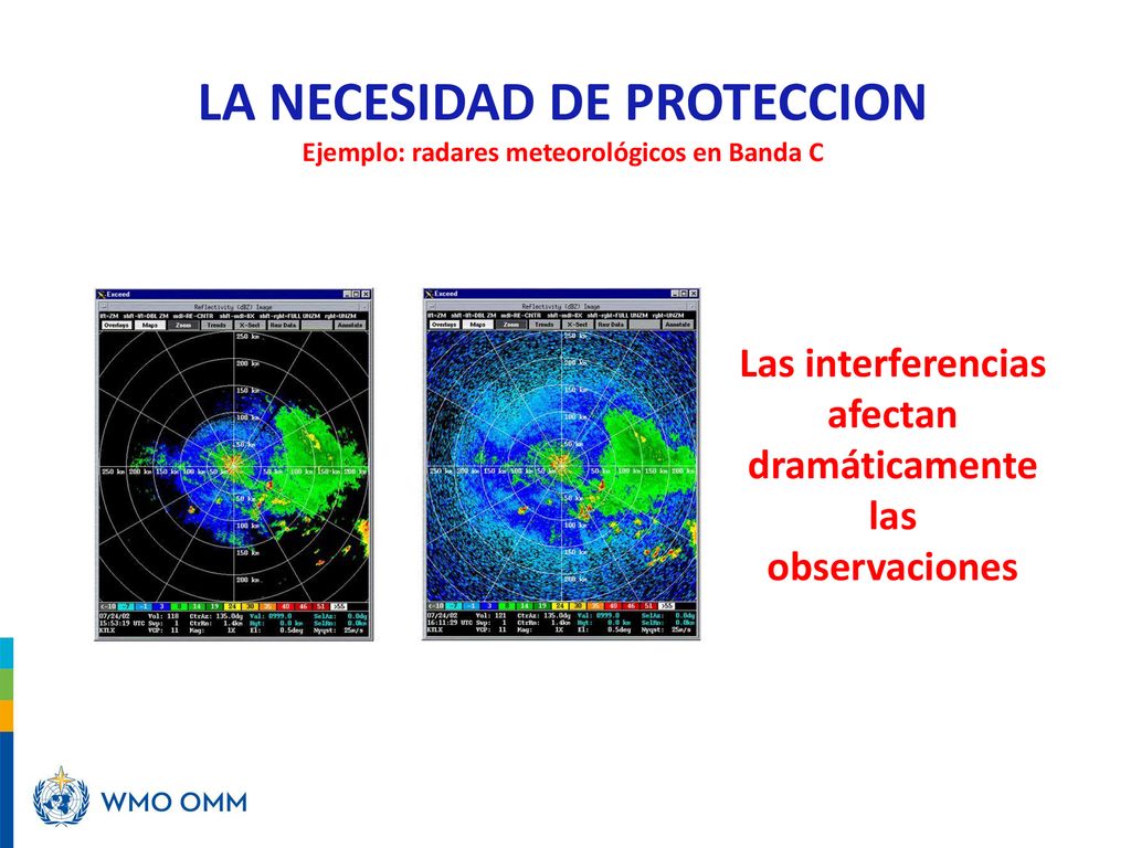LA NECESIDAD DE PROTECCION Ejemplo: radares meteorológicos en Banda C