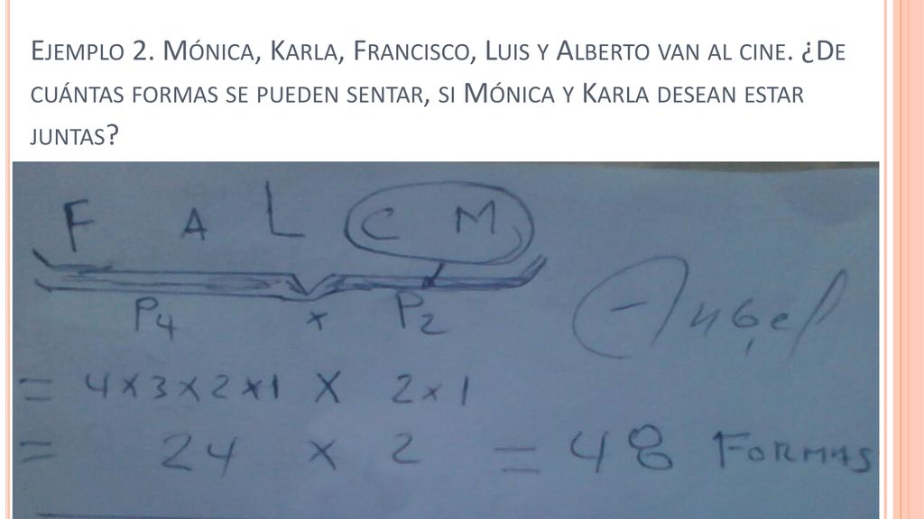 Ejemplo 2. Mónica, Karla, Francisco, Luis y Alberto van al cine