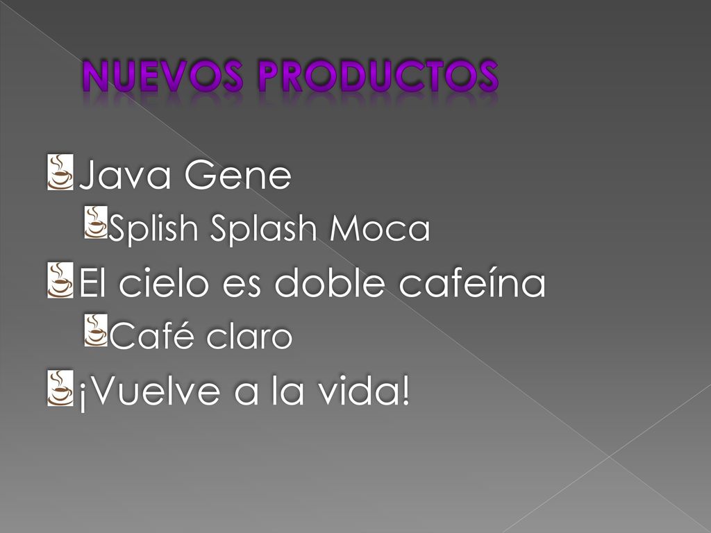 Nuevos productos Java Gene El cielo es doble cafeína