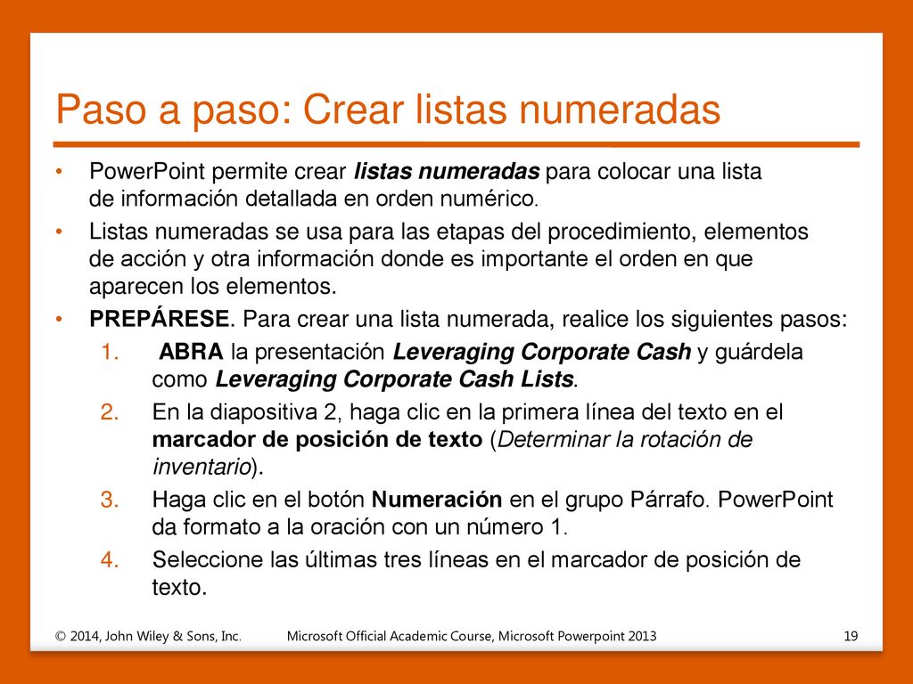 Paso a paso: Crear listas numeradas