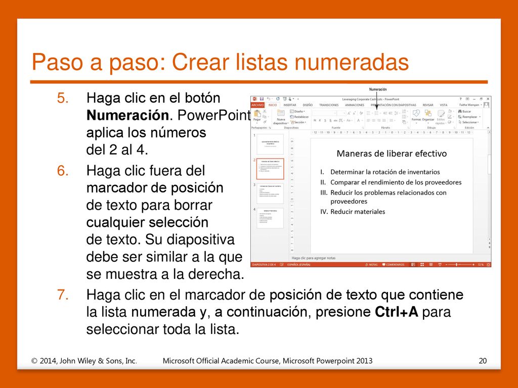 Paso a paso: Crear listas numeradas