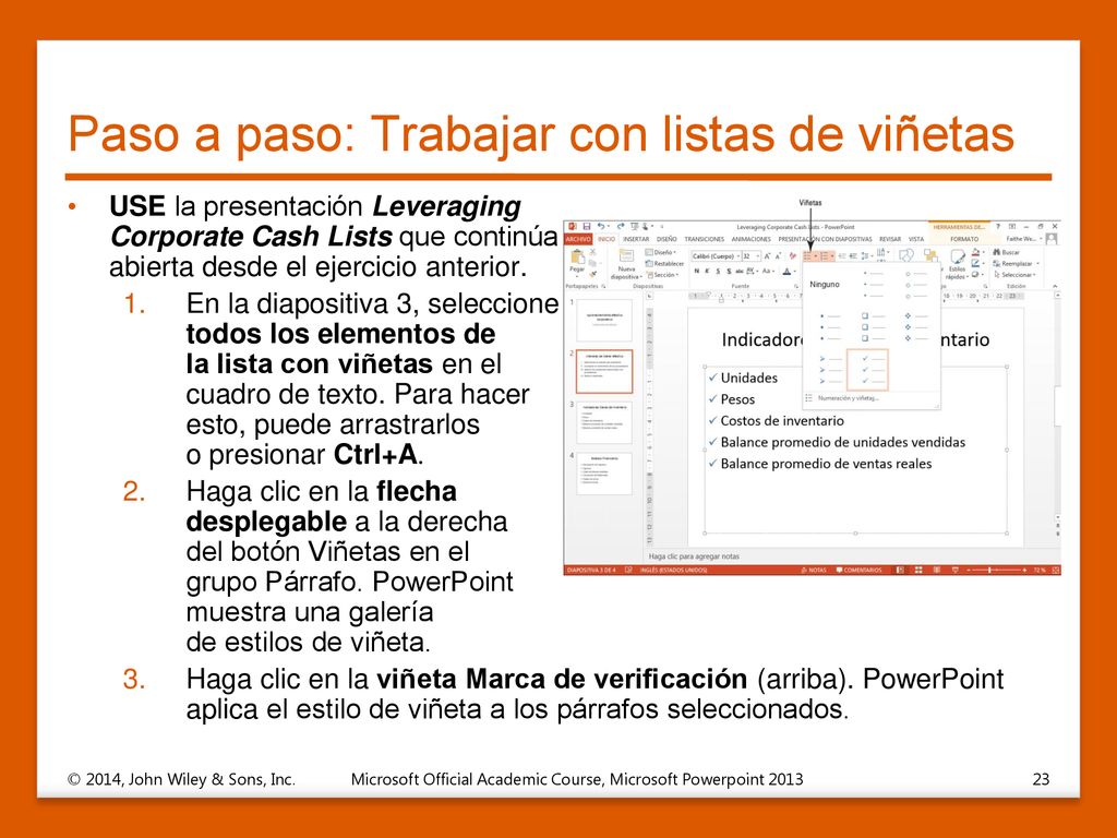 Paso a paso: Trabajar con listas de viñetas