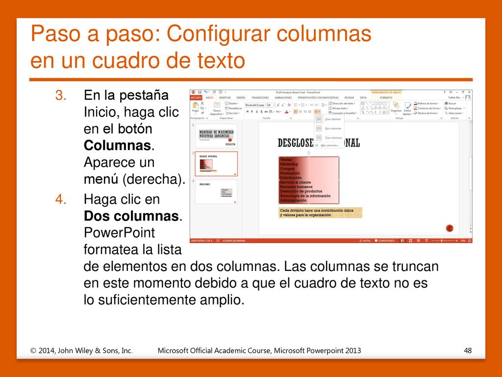 Paso a paso: Configurar columnas en un cuadro de texto