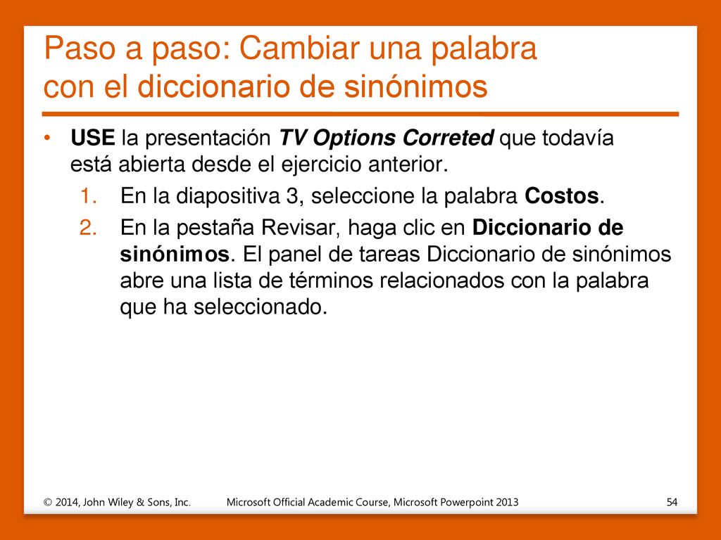 Paso a paso: Cambiar una palabra con el diccionario de sinónimos