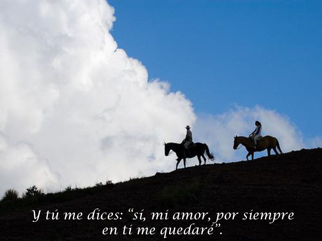 Y tú me dices: sí, mi amor, por siempre en ti me quedaré .