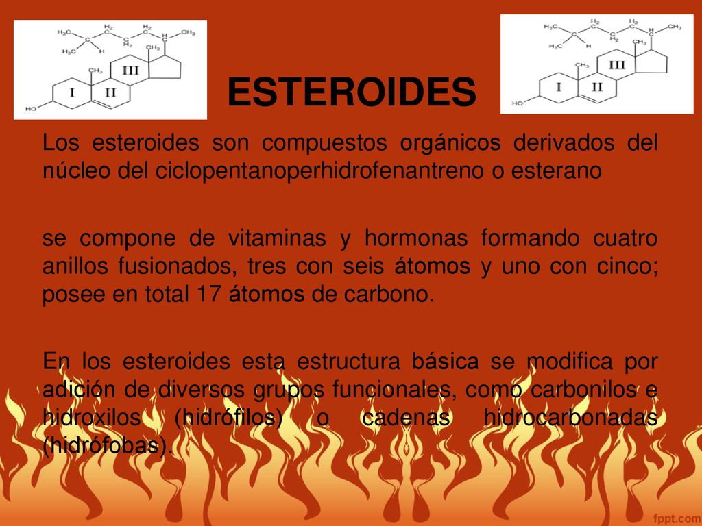 ESTEROIDES Los esteroides son compuestos orgánicos derivados del núcleo del ciclopentanoperhidrofenantreno o esterano.