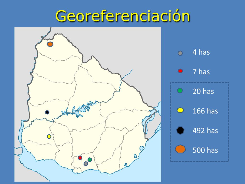 Georeferenciación 4 has 7 has 20 has 166 has 492 has 500 has
