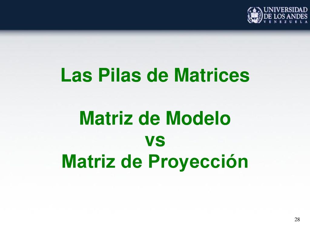 Las Pilas de Matrices Matriz de Modelo vs Matriz de Proyección
