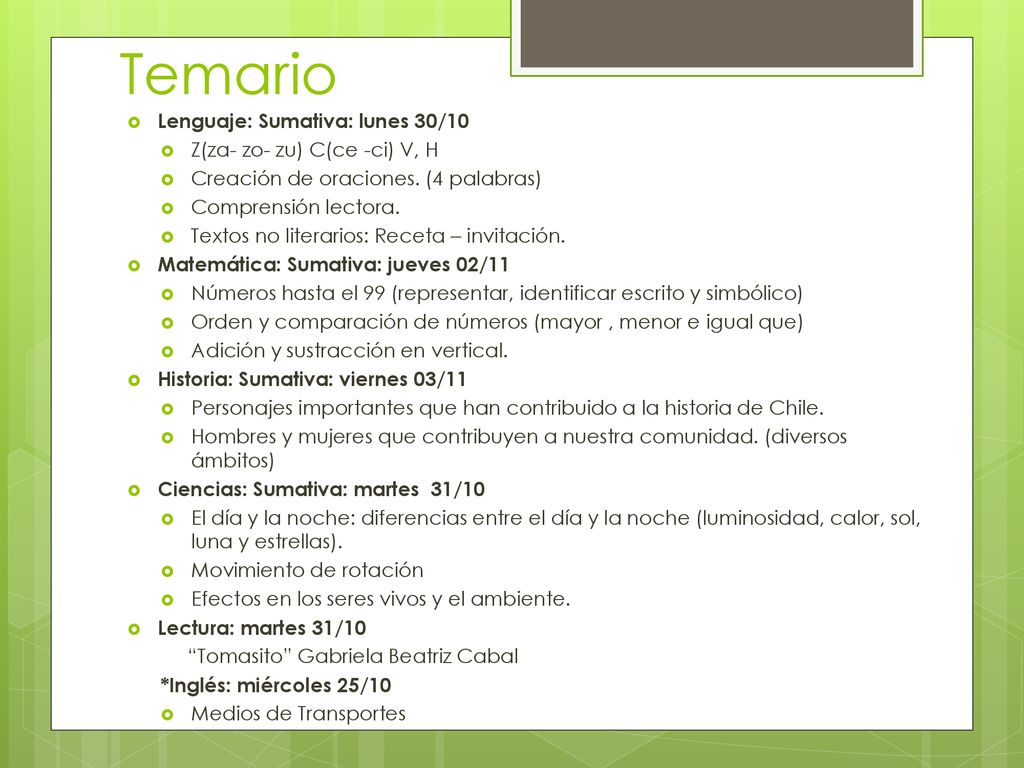 Temario Lenguaje: Sumativa: lunes 30/10 Z(za- zo- zu) C(ce -ci) V, H