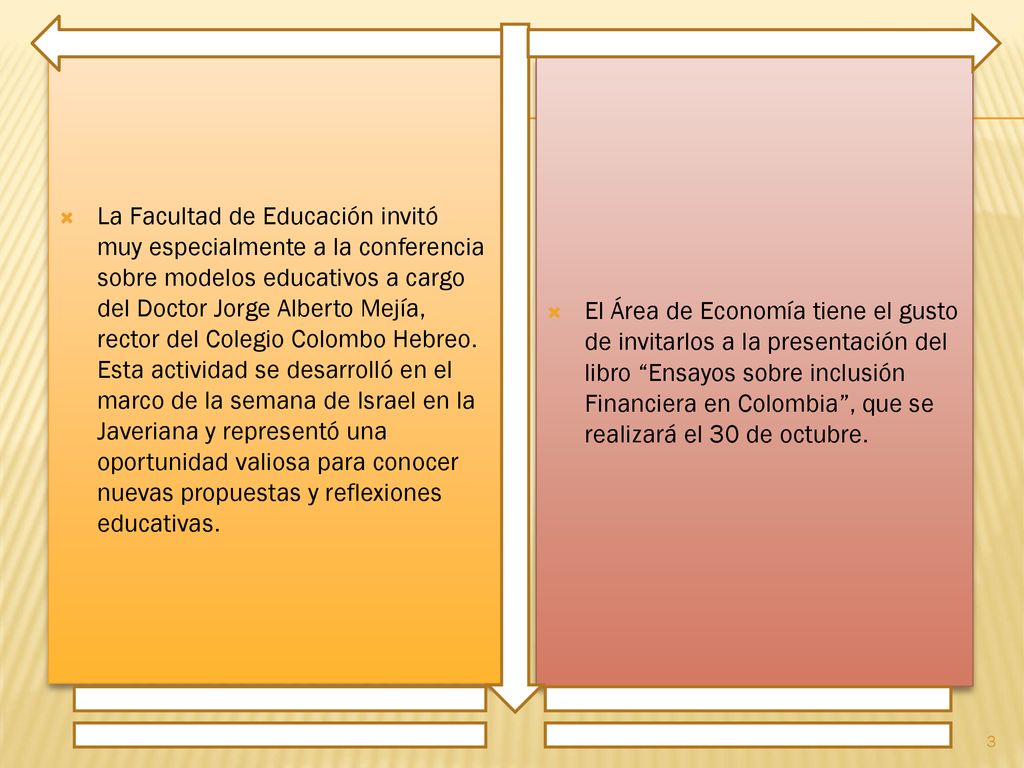 La Facultad de Educación invitó muy especialmente a la conferencia sobre modelos educativos a cargo del Doctor Jorge Alberto Mejía, rector del Colegio Colombo Hebreo. Esta actividad se desarrolló en el marco de la semana de Israel en la Javeriana y representó una oportunidad valiosa para conocer nuevas propuestas y reflexiones educativas.