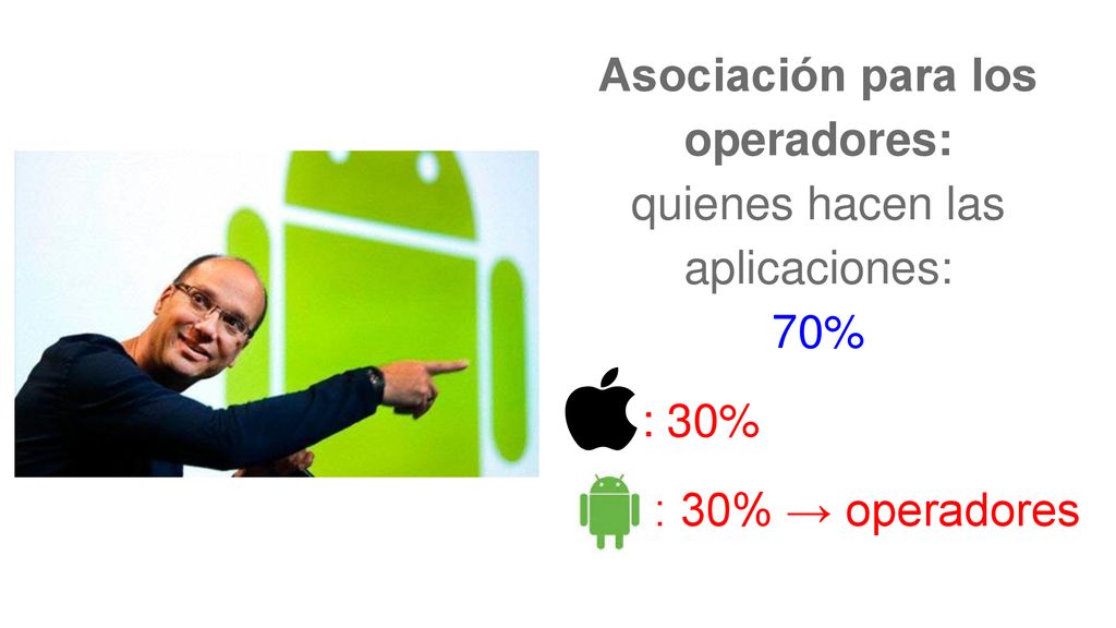 Asociación para los operadores: quienes hacen las aplicaciones: 70%