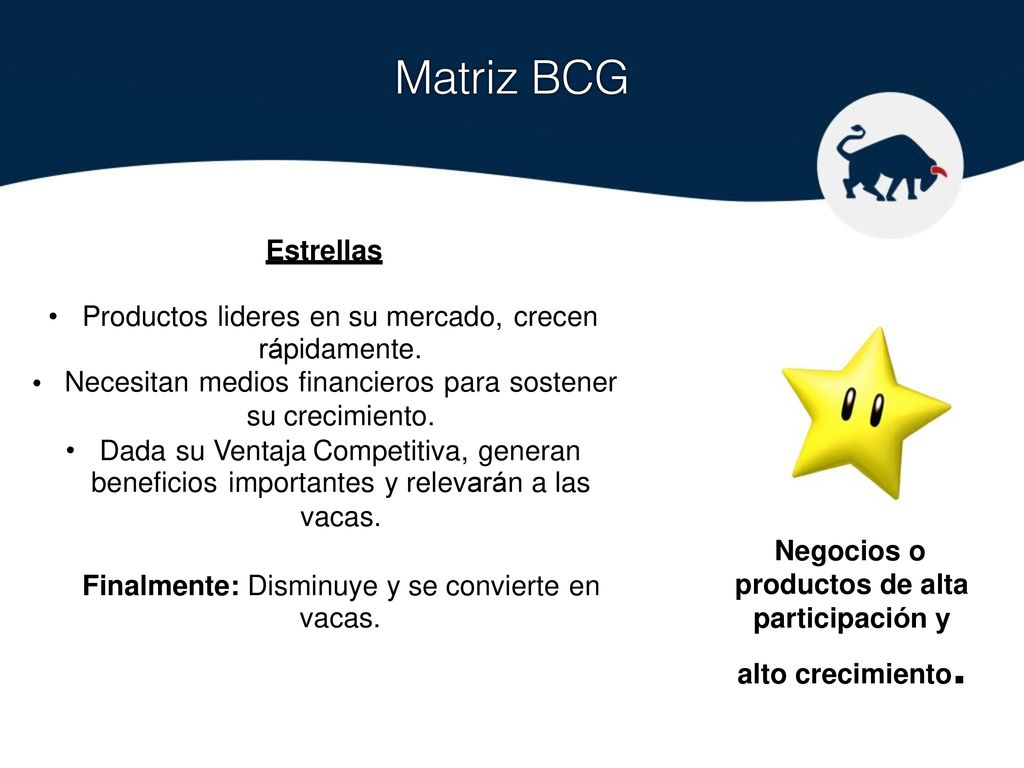 productos de alta participación y alto crecimiento.
