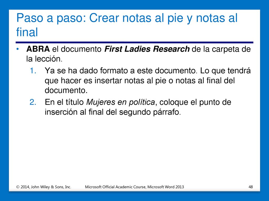 Paso a paso: Crear notas al pie y notas al final