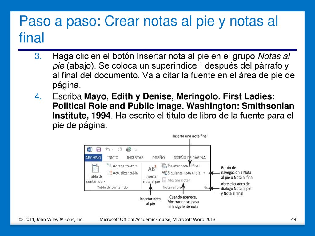 Paso a paso: Crear notas al pie y notas al final