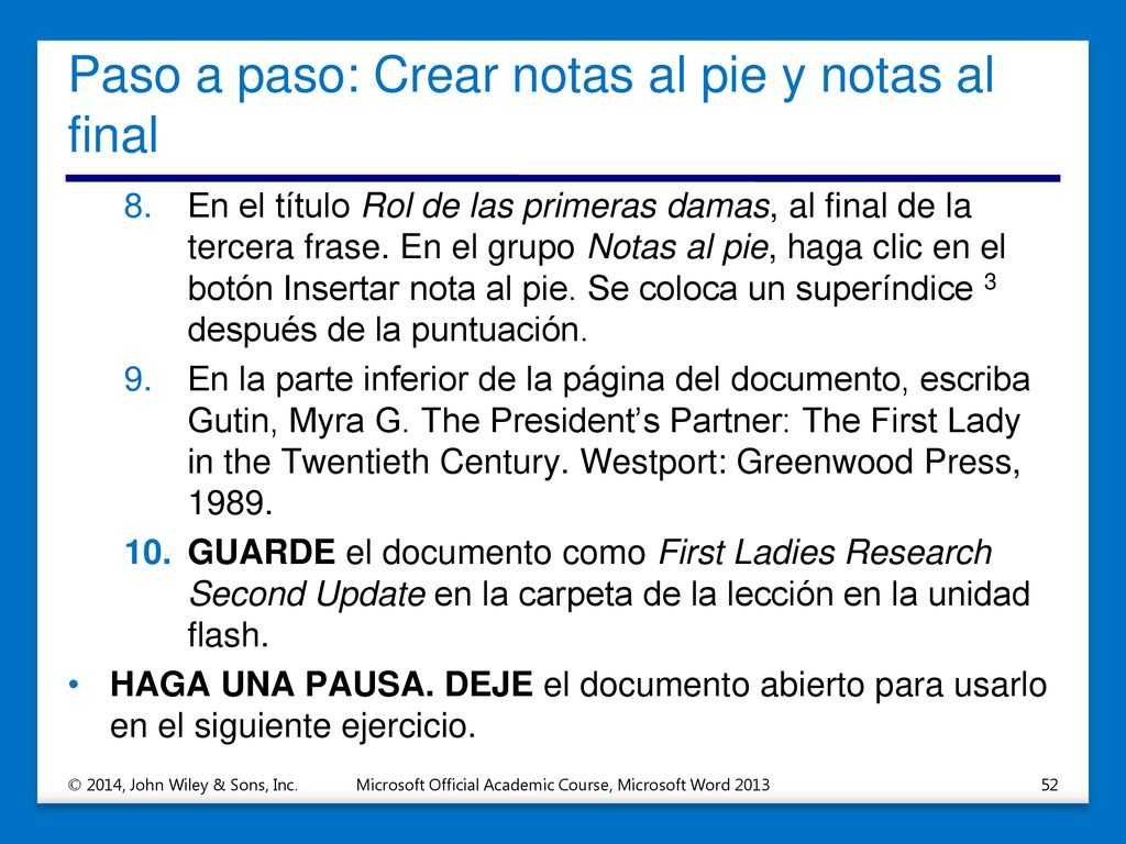Paso a paso: Crear notas al pie y notas al final
