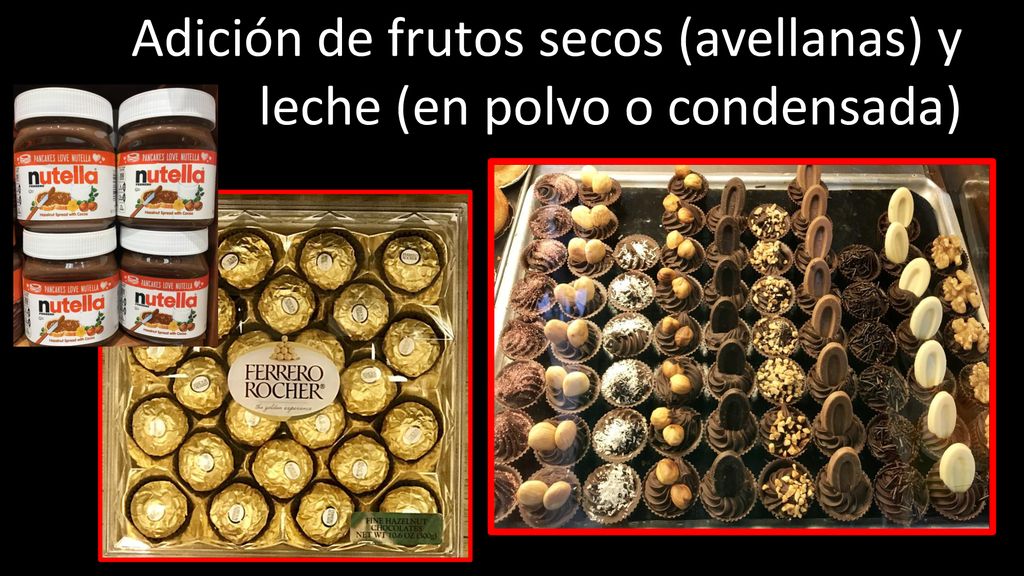 Adición de frutos secos (avellanas) y leche (en polvo o condensada)
