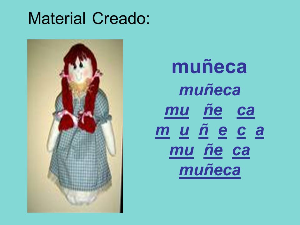 Material Creado: muñeca mu ñe ca m u ñ e c a mu ñe ca