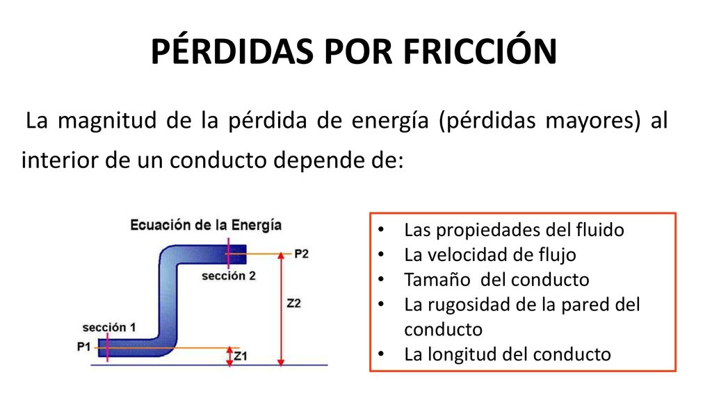 PÉRDIDAS POR FRICCIÓN Las propiedades del fluido La velocidad de flujo