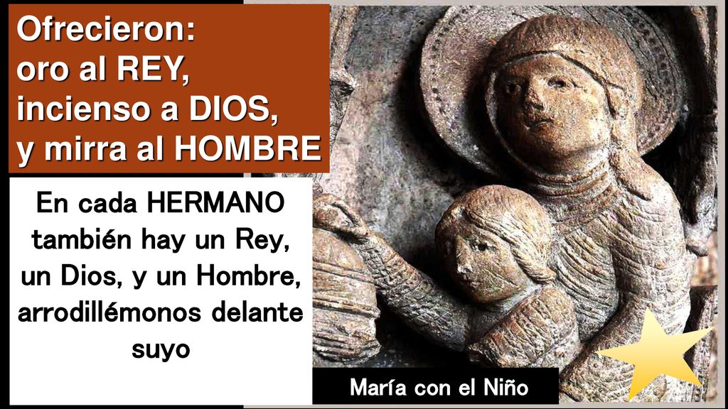 Ofrecieron: oro al REY, incienso a DIOS, y mirra al HOMBRE