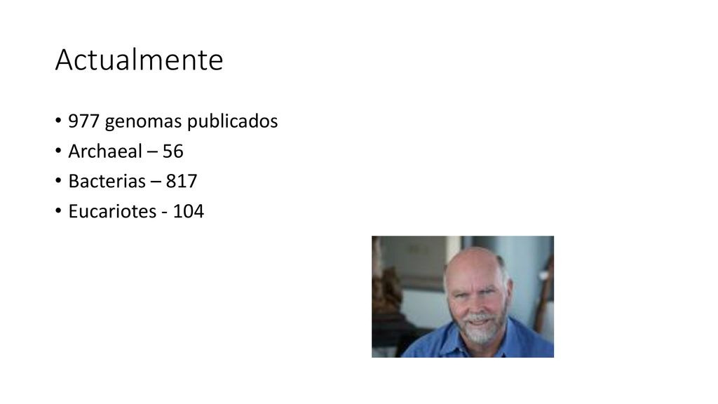 Actualmente 977 genomas publicados Archaeal – 56 Bacterias – 817