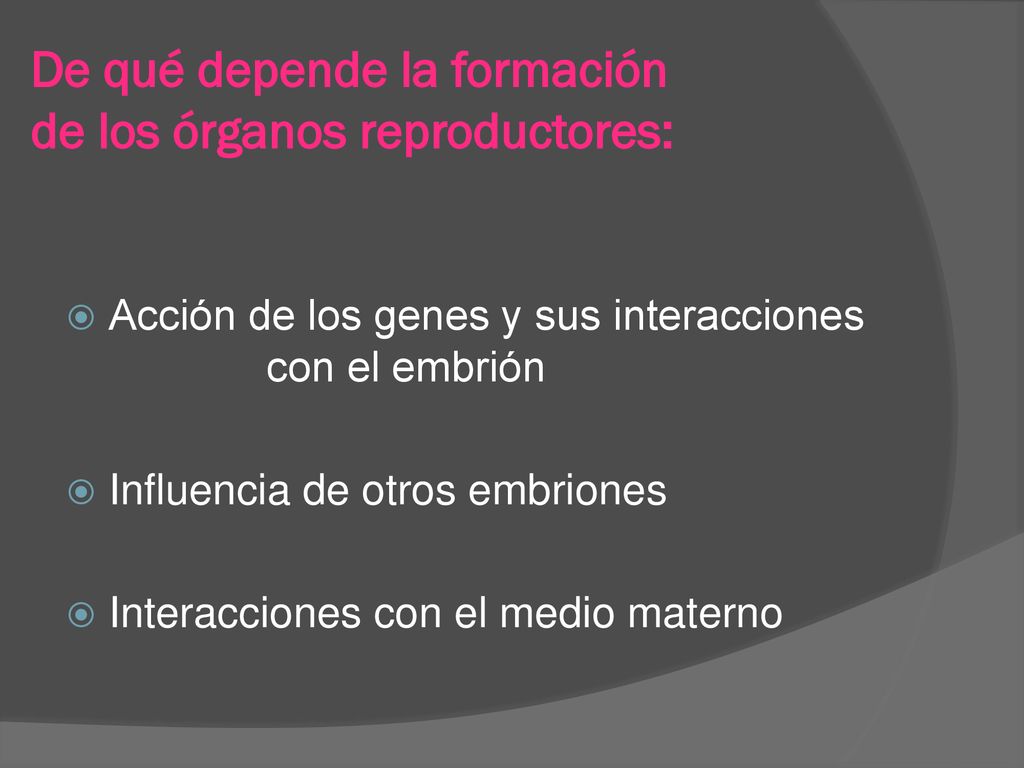 De qué depende la formación de los órganos reproductores:
