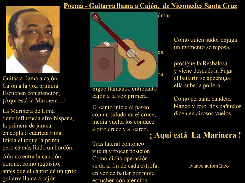 Poema - Guitarra llama a Cajón, de Nicomedes Santa Cruz