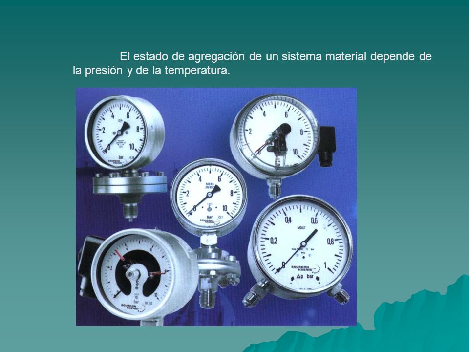 El estado de agregación de un sistema material depende de la presión y de la temperatura.