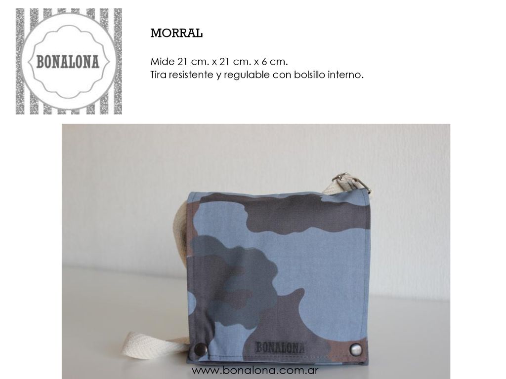 MORRAL   Mide 21 cm. x 21 cm. x 6 cm.