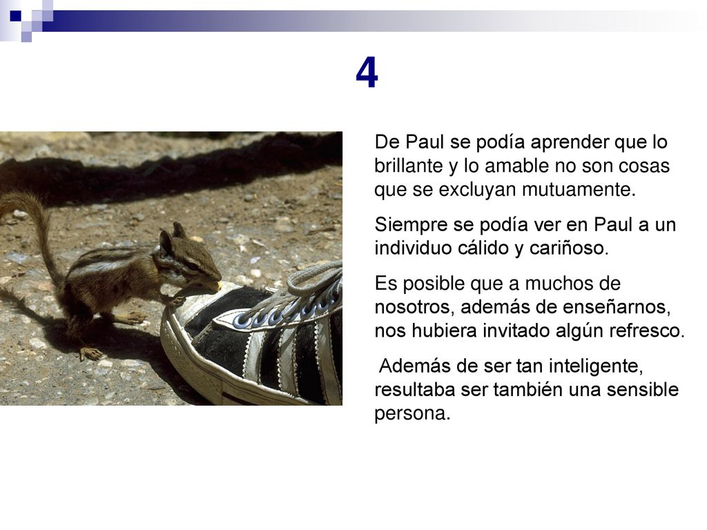 4 De Paul se podía aprender que lo brillante y lo amable no son cosas que se excluyan mutuamente.