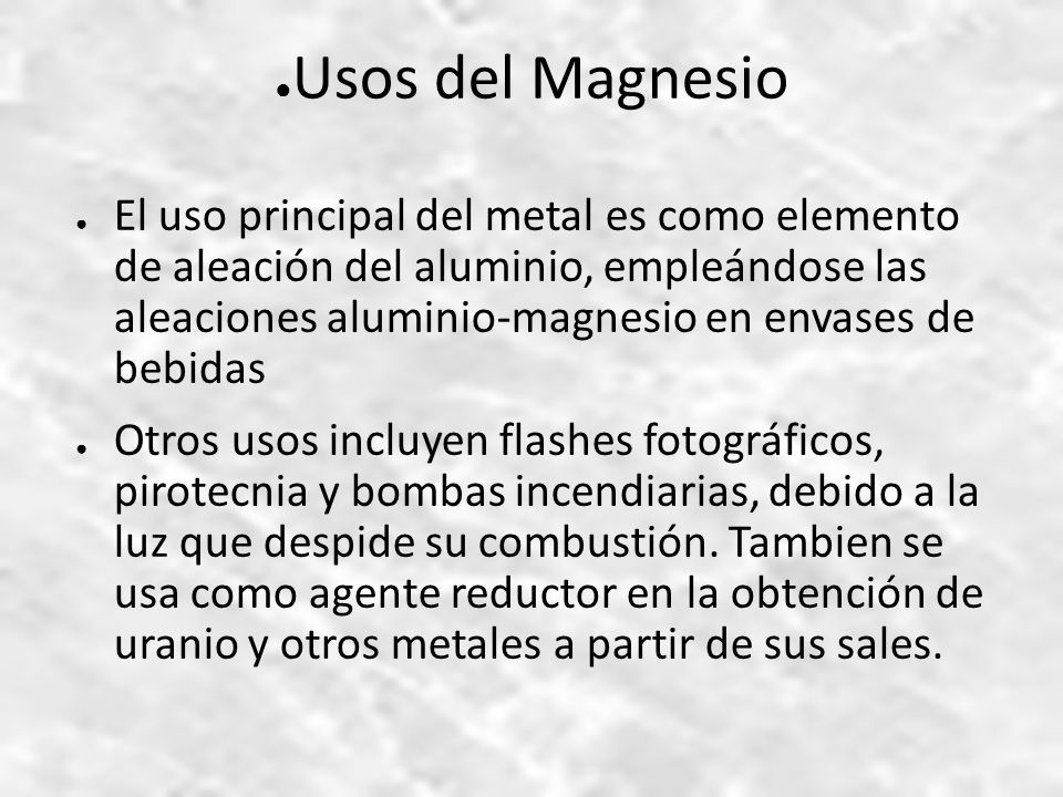 Usos del Magnesio