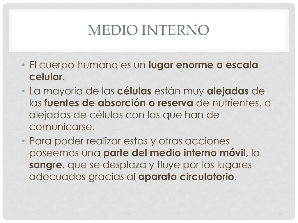 MEDIO INTERNO El cuerpo humano es un lugar enorme a escala celular.