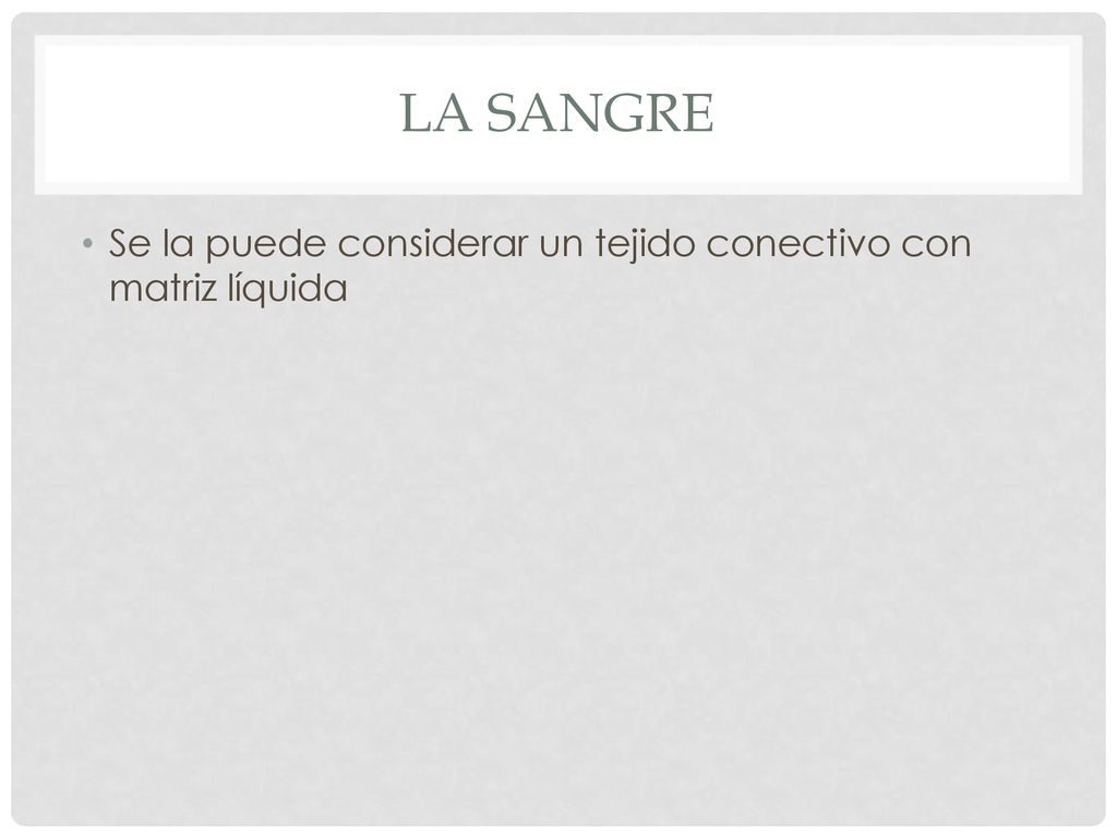 La SANGRE Se la puede considerar un tejido conectivo con matriz líquida