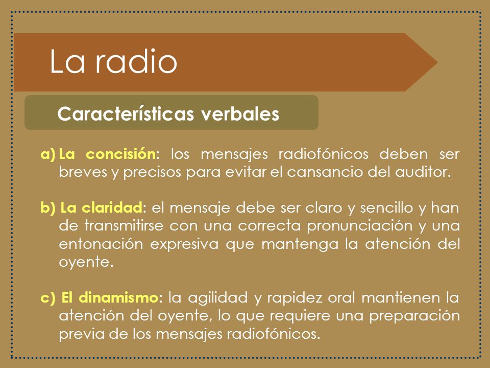 La radio Características verbales