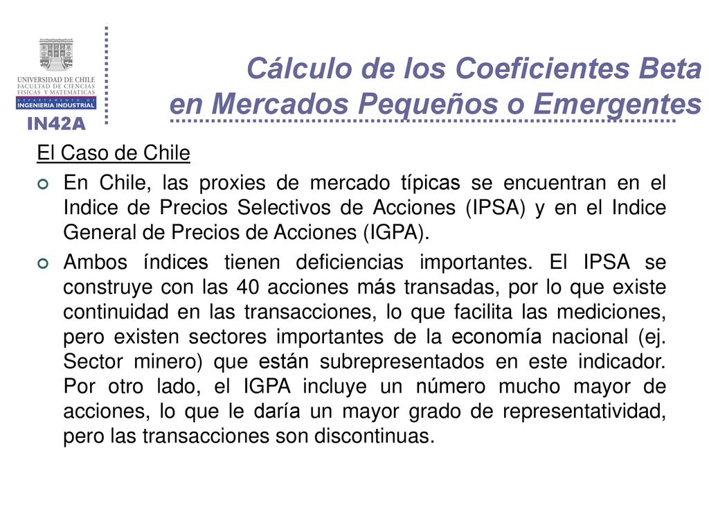Cálculo de los Coeficientes Beta en Mercados Pequeños o Emergentes