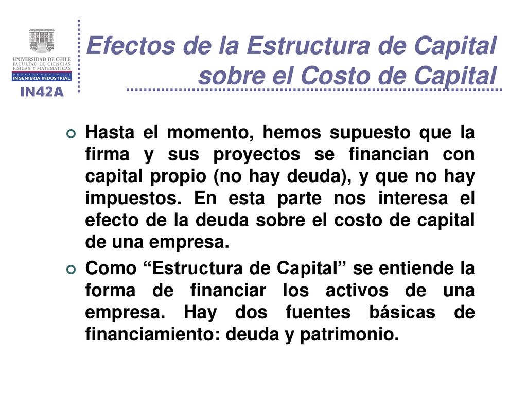 Efectos de la Estructura de Capital sobre el Costo de Capital