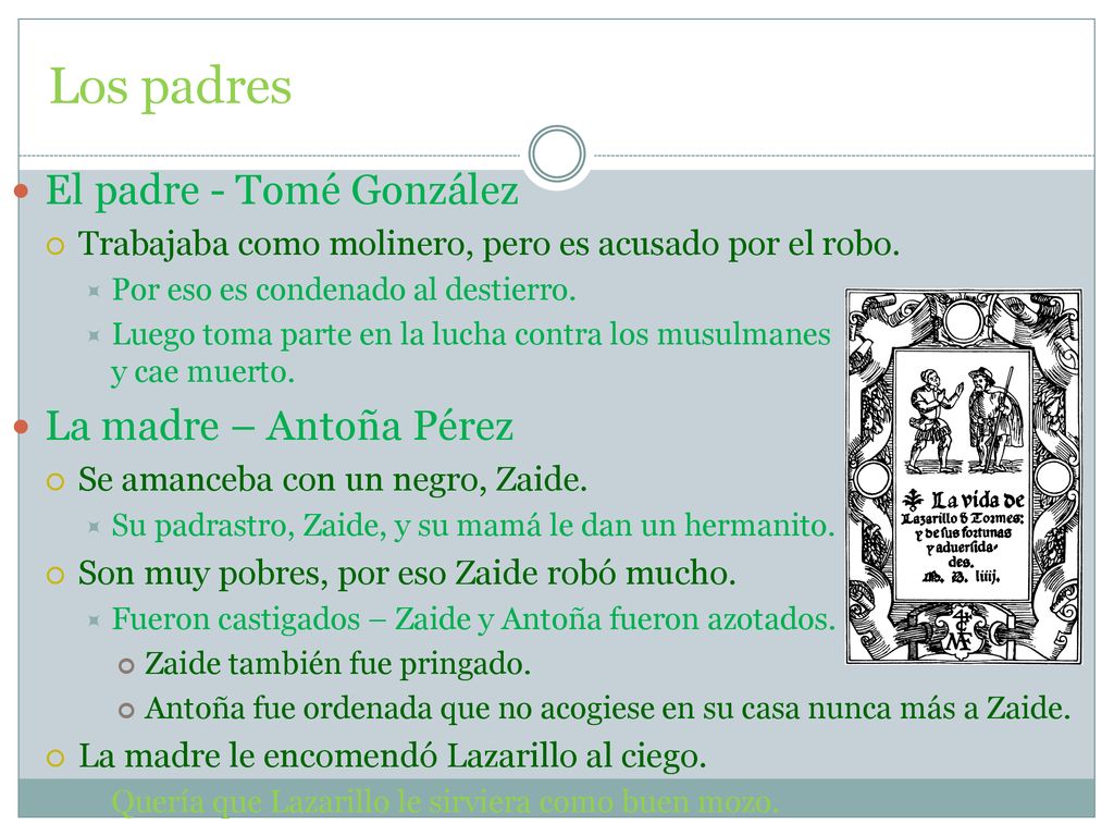 Los padres El padre - Tomé González La madre – Antoña Pérez