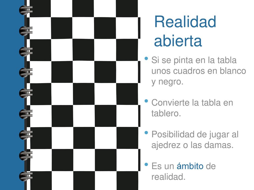 Realidad abierta Si se pinta en la tabla unos cuadros en blanco y negro. Convierte la tabla en tablero.