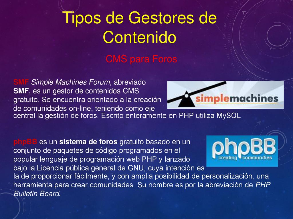 Tipos de Gestores de Contenido